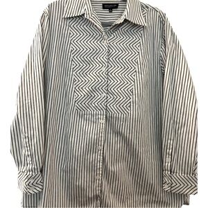 JONES NEW YORK button down shirt. black and  white, size  1X, all cotton